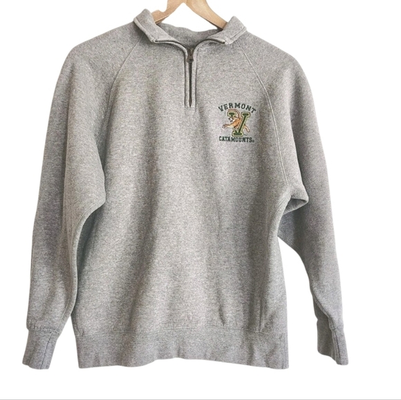 ouray Tops - Vermont Catamounts Quarter Zip Sweatshirt Womens Size S Gray NCAA University